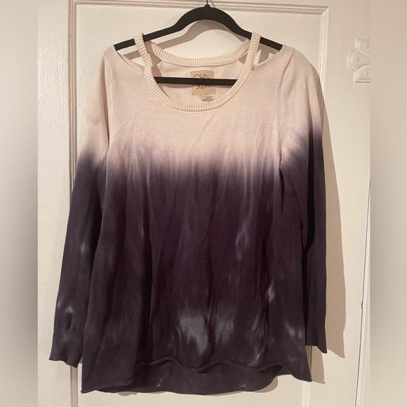 Chaser Sweaters - Chaser Cold Shoulder Tie-Dye Sweater